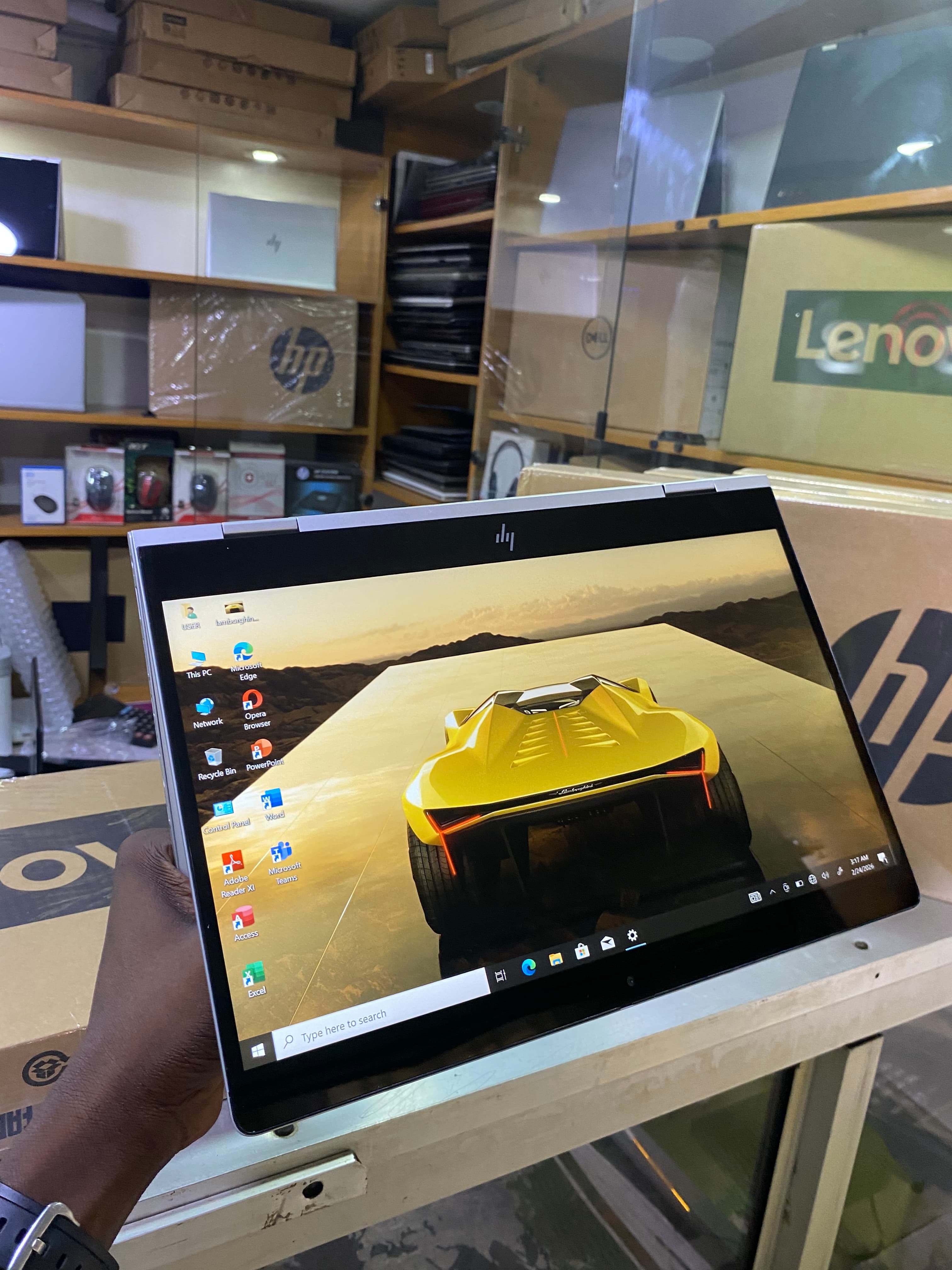 HP Elitebook 1030 G3 |  8th Gen  Intel core i5 |  8gb  256SSD |  Fingerprint  Face LD |  screen 13" |  Touch  Screen  Windows 10 |  intel Graphics | +/-5hrs  battery  life |  Grade A ++ UK Used |  convertible |  Sleeky &  Stylish thumbnail 3